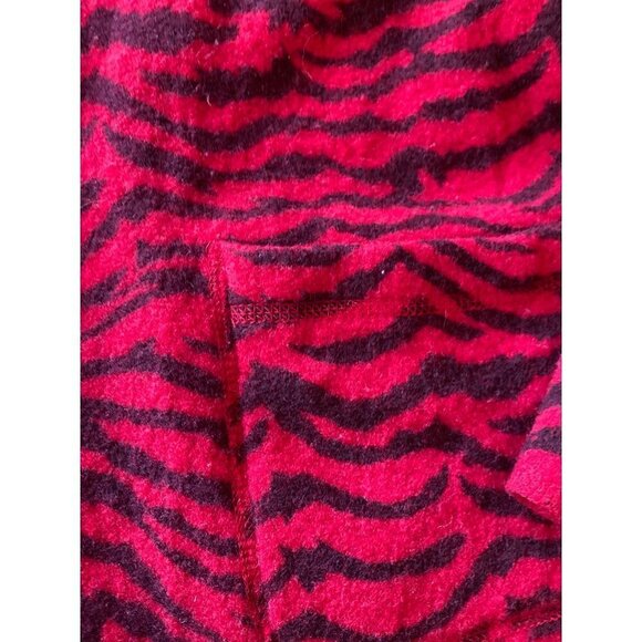 Vintage 1980's Nouveau Red Black Zebra Print Wool Open Front Cardigan Sweater Si - Picture 2 of 5
